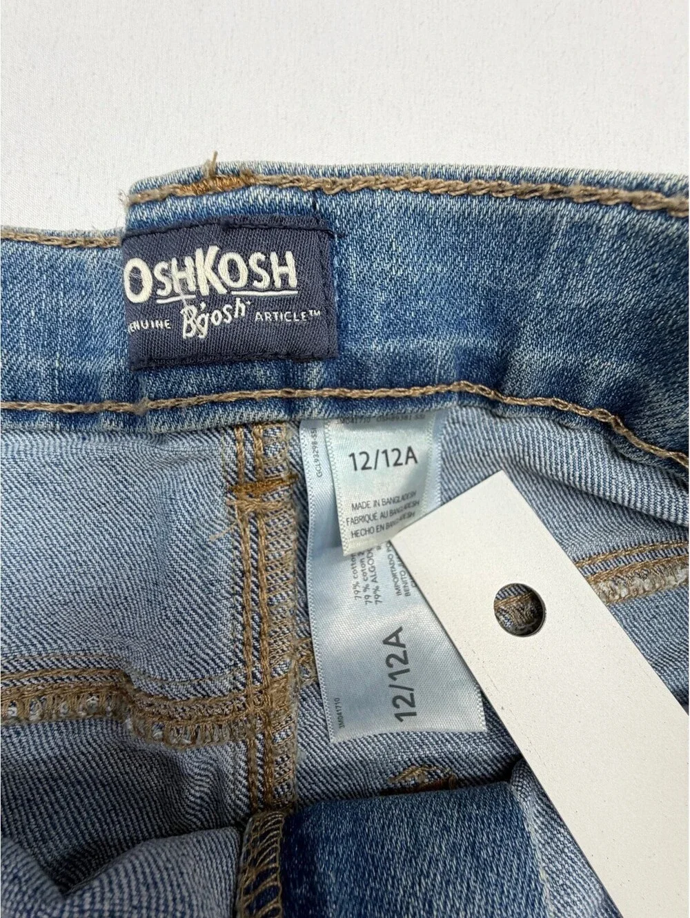 OshKosh Boy's Straight Jeans Distressed Light Wash Size 12 Blue